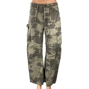 Lioness Miami Vice Women's Green Camo High Rise Cargo Baggy Trousers Pants S